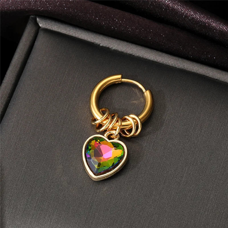 Bling Zircon Heart Pet Dog Stainless Steel Earrings For Women Punk Cute Colorful Love Animals Endless Circle Earrings Jewelry-Dollar Bargains Online Shopping Australia