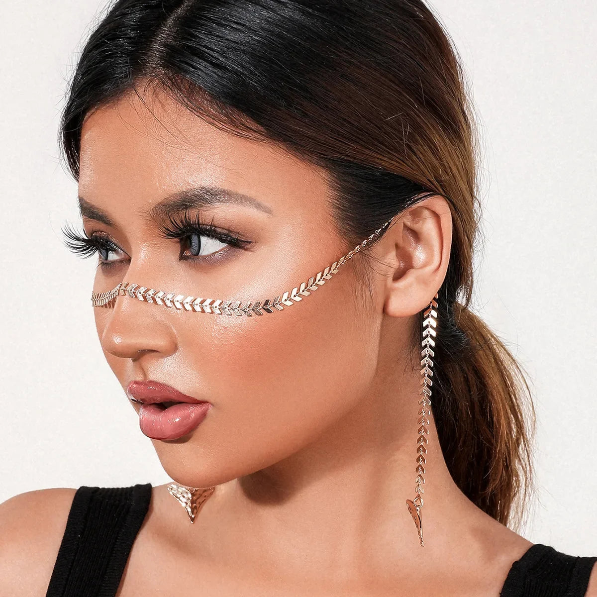 Layered Face Chain Mask Decoration Accessories Rhinestone Glitters Carnival Masks Fashion Jewelry Women Gifts-Dollar Bargains Online Shopping Australia