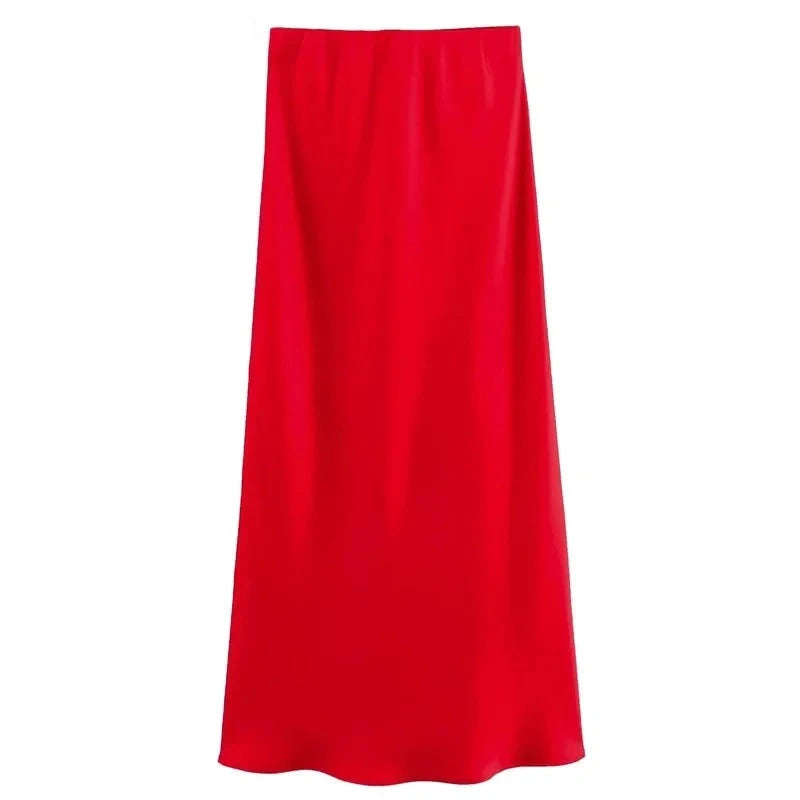 Women's Skirts Basic Satin Skirt High Waist Stylish Long Skirts Midi Chic And Elegan-Dollar Bargains Online Shopping Australia