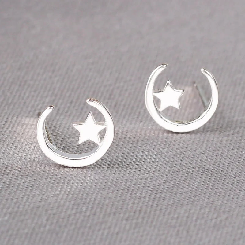 925 Silver Needles Lovely Mini Stud Earrings Women Cute Heart Star Moon Daisy Christmas Xmas Planet Butterfly Ear Studs-Dollar Bargains Online Shopping Australia