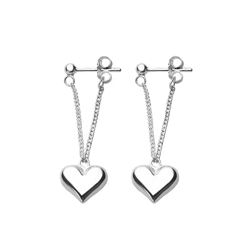 Silver Earrings for Women Heart Chain Earring Jewelry Prevent Allergy Party Accessories Gift Earrings for Women-Dollar Bargains Online Shopping Australia