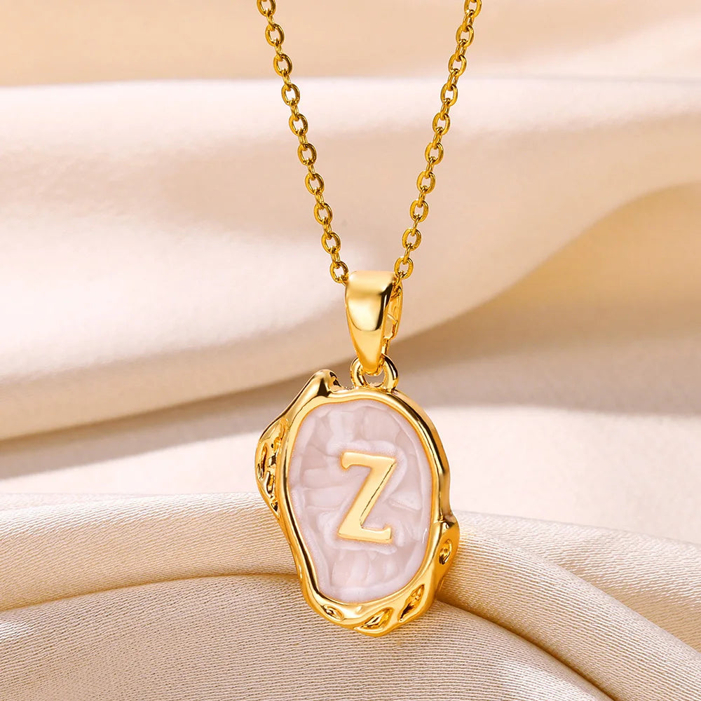 Y2K Stainless Steels Drip Oil 26 Letter Necklaces for Women Men Alphabet A-Z Initials Pendant Necklace Aesthetic Jewelry Gift-Dollar Bargains Online Shopping Australia