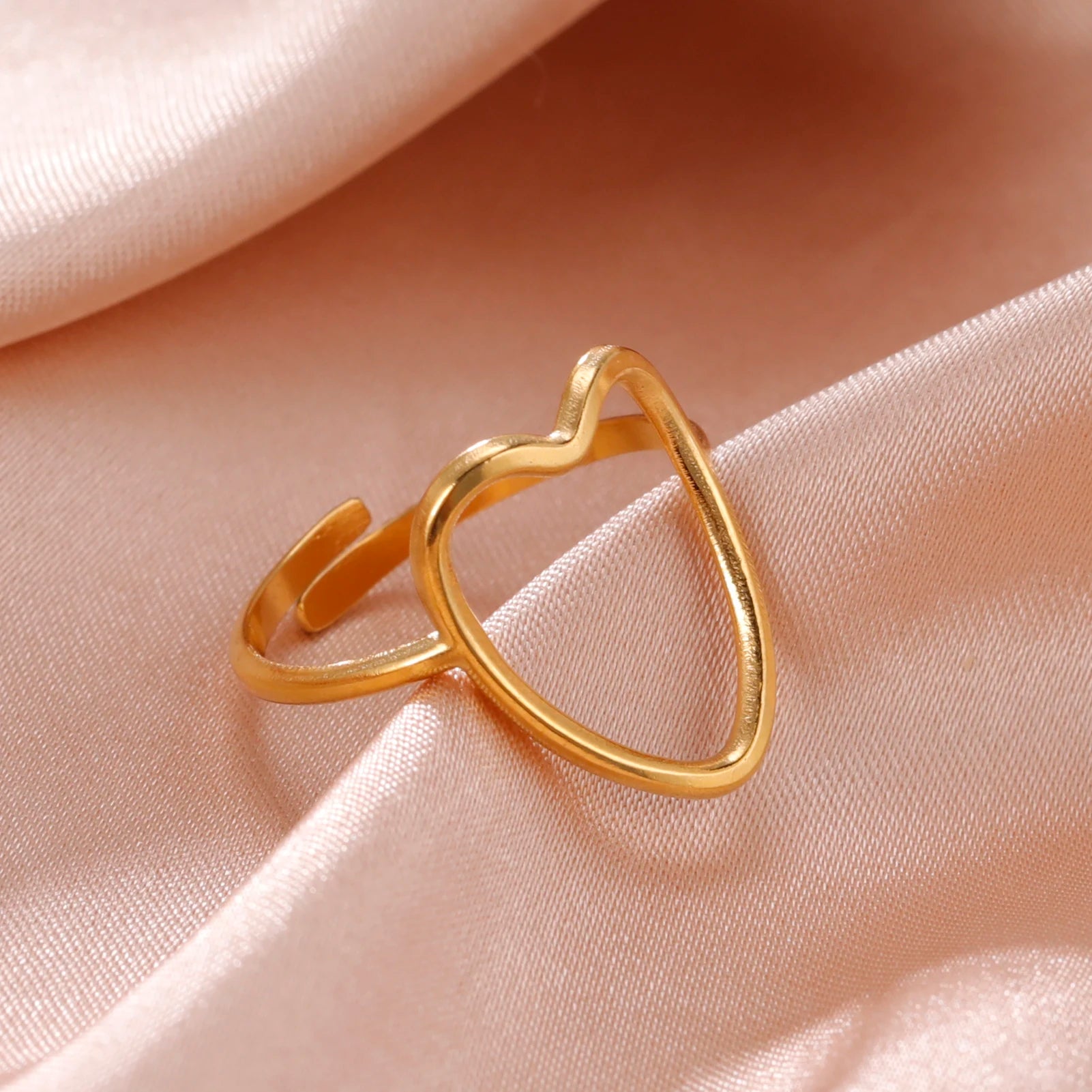 Women Rings Geometric Heart Aesthetic Adjustable Open Finger Ring Fashion Party Jewelry Gifts-Dollar Bargains Online Shopping Australia