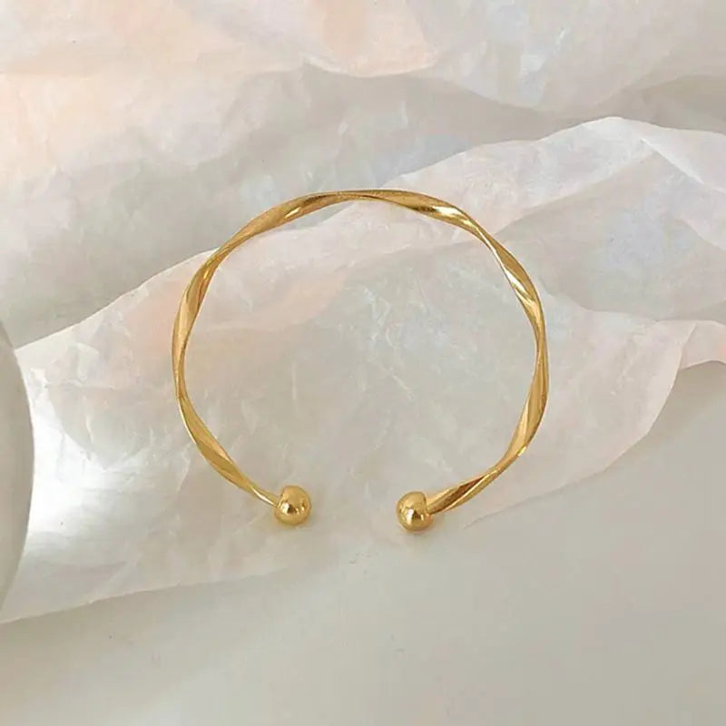 Simple Trendy Irregular Mobius Twist Open Cuff Bangle Bracelets For Women Gold Color Adjustable Jewelry-Dollar Bargains Online Shopping Australia