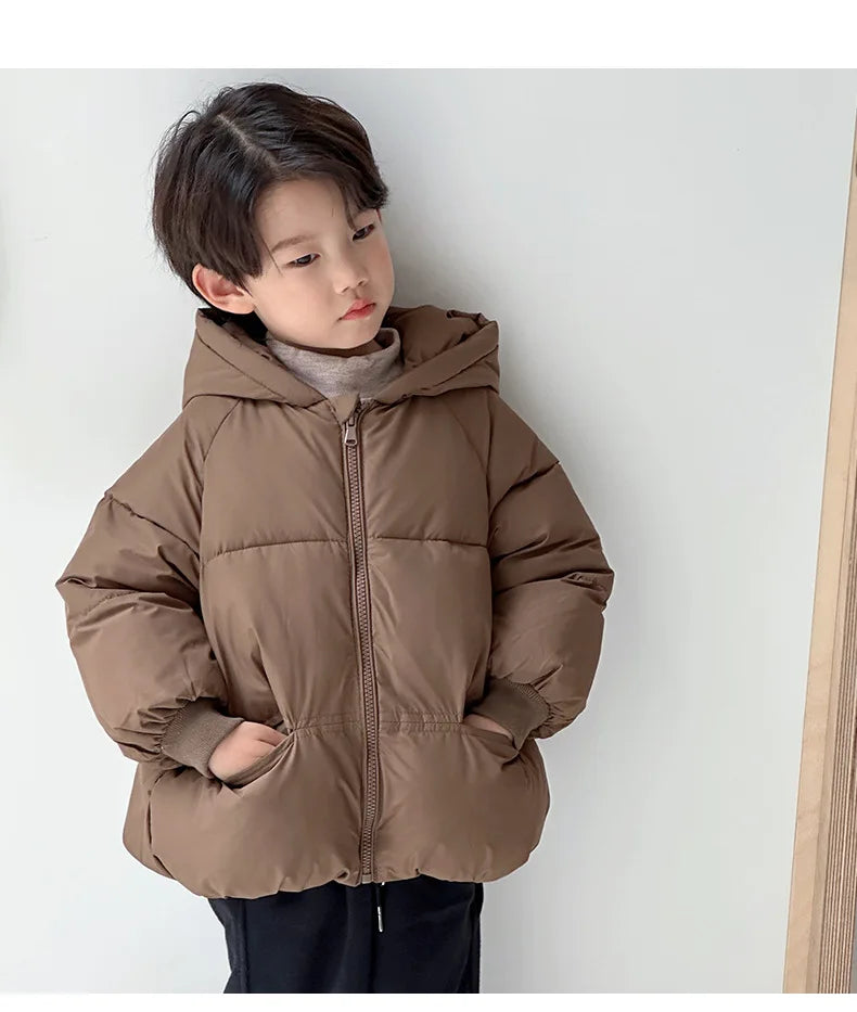 Kid Thicken Fashion Cotton Coat Boy Children Solid Cardigan Hooded Long Sleeve Tops Girl Baby Warm Casual Jacket-Dollar Bargains Online Shopping Australia