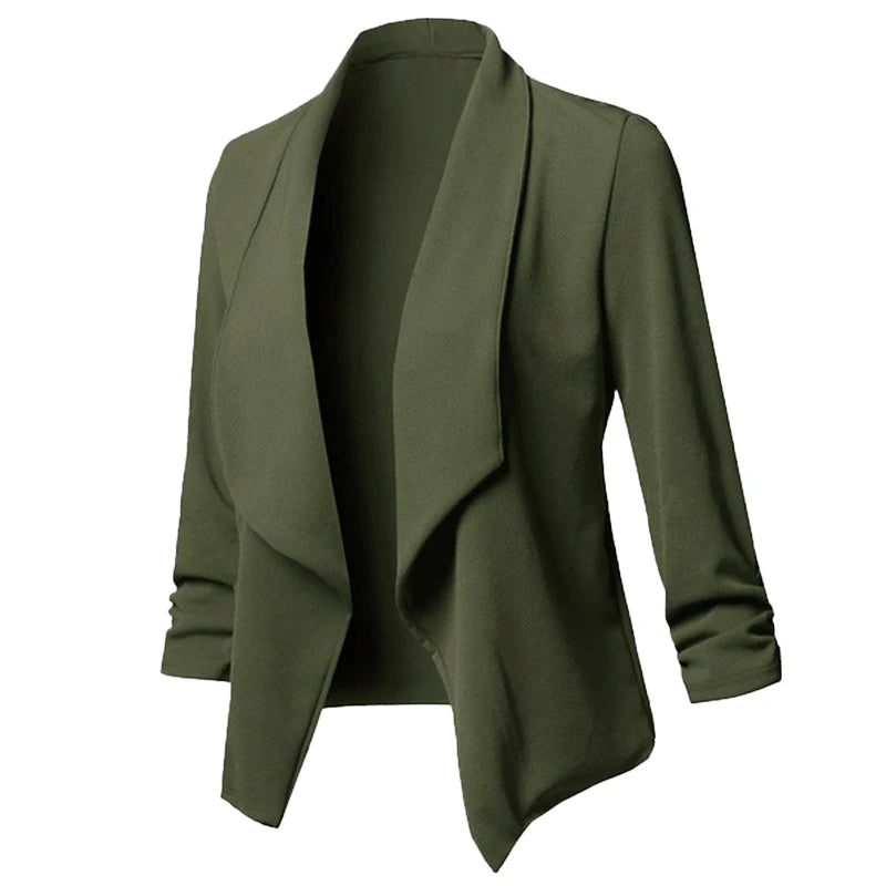 Women Thin Blazers Cardigan Coat Long Sleeve Female Jackets Ruched Asymmetrical Casual Business Suit Outwear-Dollar Bargains Online Shopping Australia