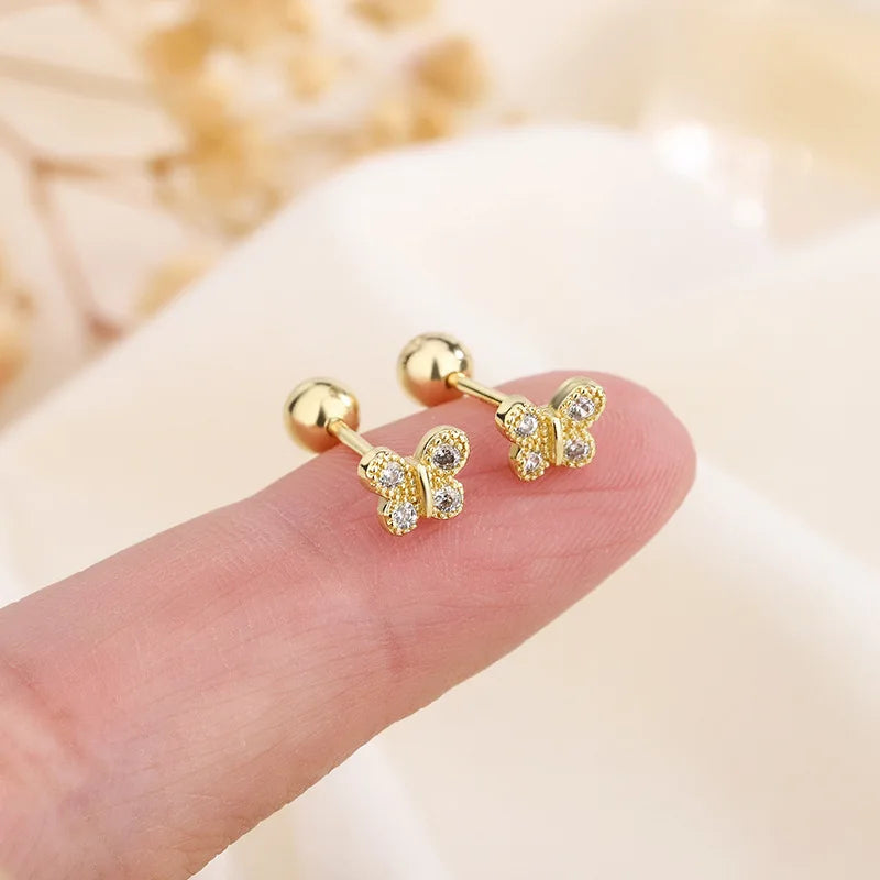 Fashion Gold Color Butterfly Tragus Piercings for The Ear Helix Stud Earrings for Women Tibetan Charm Ear Bone Piercing Jewelry-Dollar Bargains Online Shopping Australia