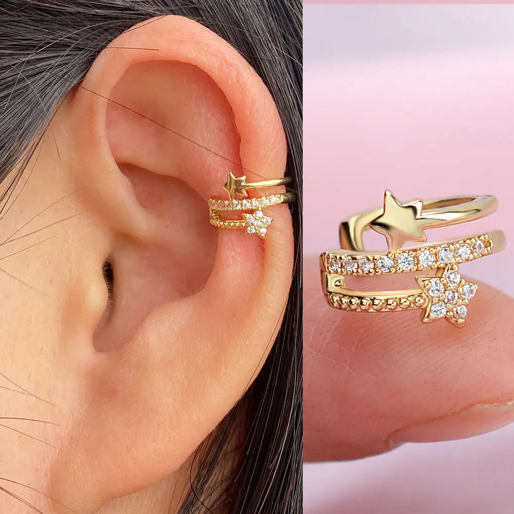 Climber Ear Cuff Ear Clip for Women CZ No Pierced C Shape Geometric-Dollar Bargains Online Shopping Australia