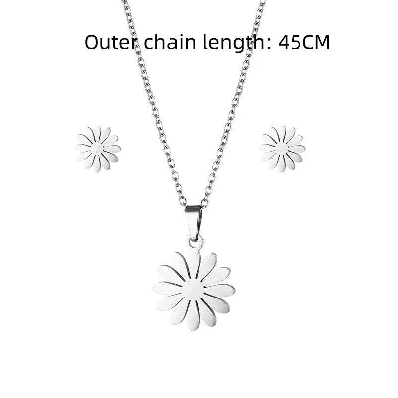 Jewelry Elegant Daisy Flowers Charm Chain Choker Necklaces Earrings Set Pendants For Women-Dollar Bargains Online Shopping Australia