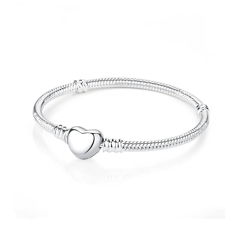 Silver Bracelets Bangles Crystal Ball Love Heart Clasp Beads Charms Moments Bracelet For Women DIY Jewelry-Dollar Bargains Online Shopping Australia