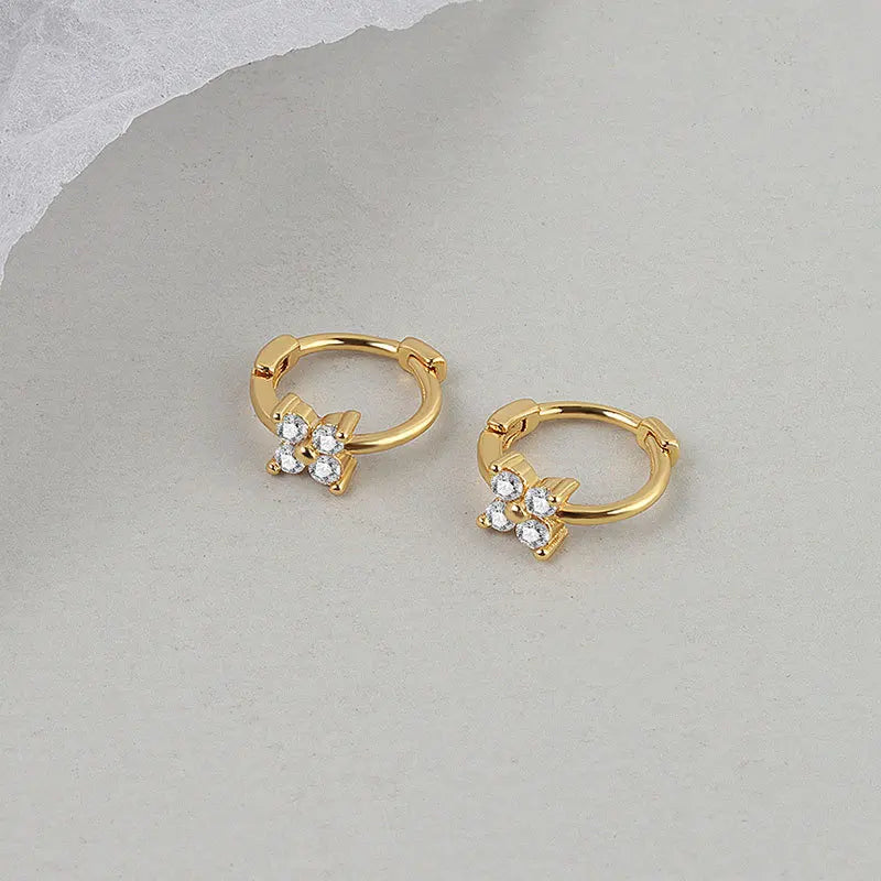 2PC Stainless Steel Little Huggies Hoop Earrings For Women Tiny Crystal Zirconia Pendant Cartilage Earrings Piercing Jewelry-Dollar Bargains Online Shopping Australia