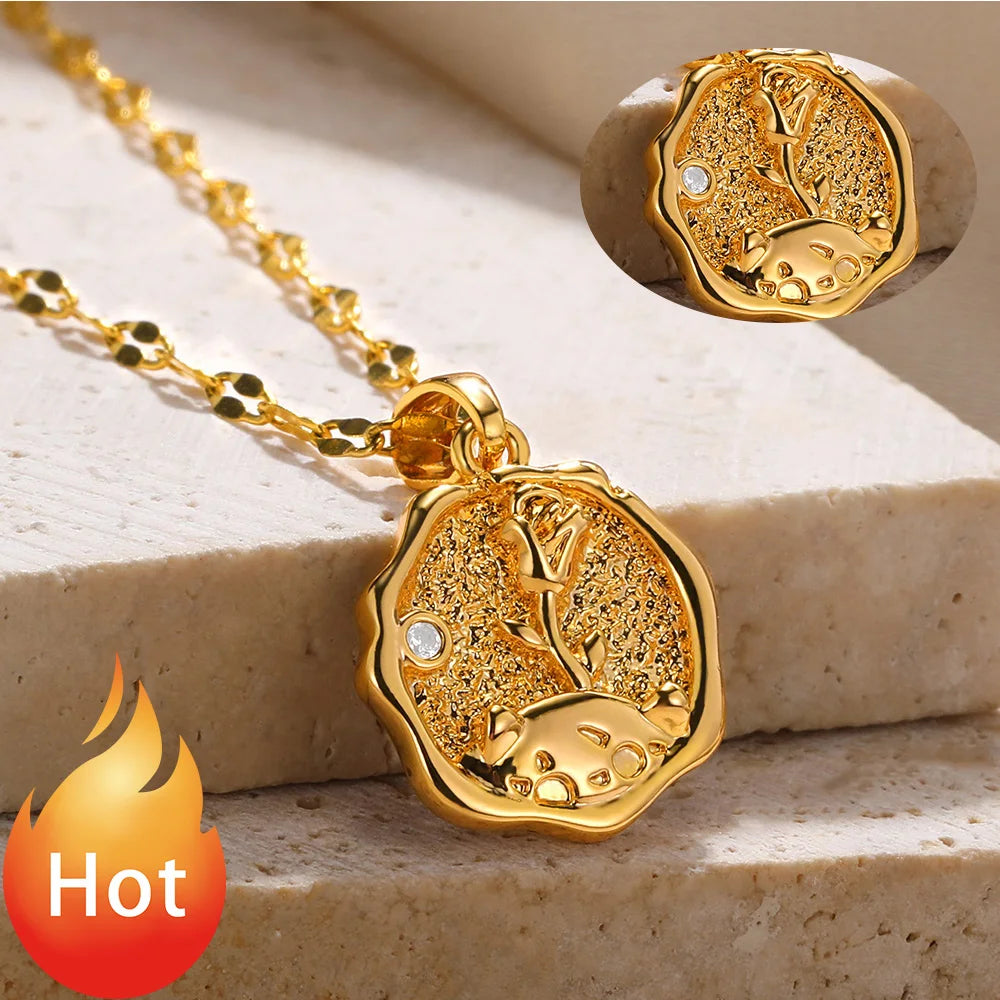 Rhinestone Rose Choker Shiny Zircon Sunrise Necklace For Women Gold Color Collar Evil Eyes Jewelry Y2k-Dollar Bargains Online Shopping Australia