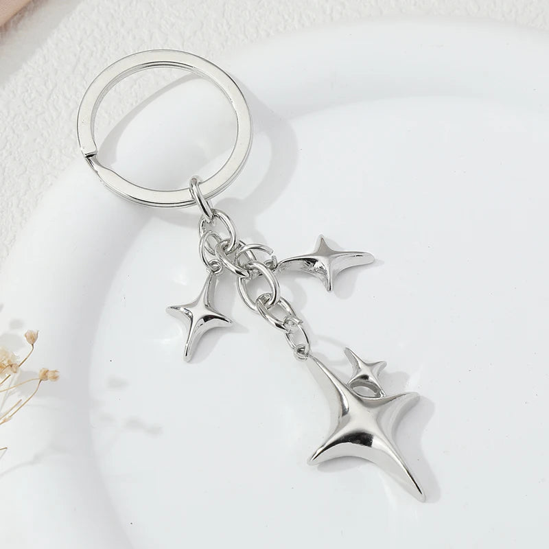 Y2K Keychains Star Moon Metal Key Rings For Women Men Friendship Gift Handbag Decoration Handmade Jewelry-Dollar Bargains Online Shopping Australia