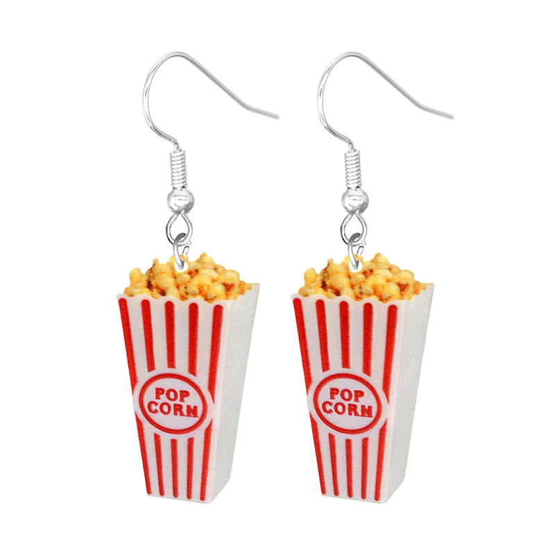 Food Earring 2D Handmade Cute Interesting Taco Corn Crunchy Burger Biscuits French Fries Ice Cream Cheese Cute-Dollar Bargains Online Shopping Australia