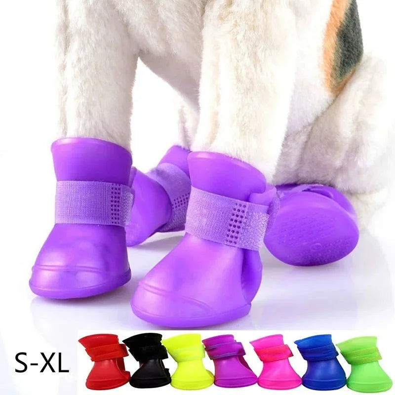 4Pcs Pet WaterProof Rainshoe Anti-slip Rubber Boot For Small Medium Large Dogs Cats Outdoor Shoe Dog Ankle Boots Pet Accessories-Dollar Bargains Online Shopping Australia