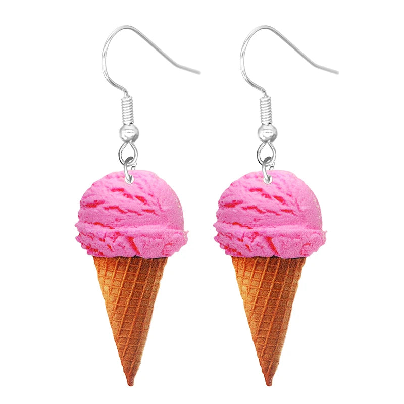 Food Earring 2D Handmade Cute Interesting Taco Corn Crunchy Burger Biscuits French Fries Ice Cream Cheese Cute-Dollar Bargains Online Shopping Australia