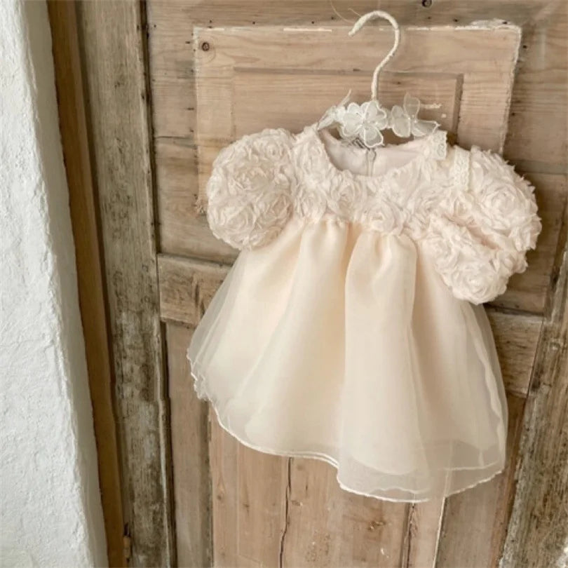 1st Birthday Party Baby Dress Summer Princess One Year Baby Girls Dress Clothes Flower Puff Sleeve Toddler Dresses For Girl-Dollar Bargains Online Shopping Australia