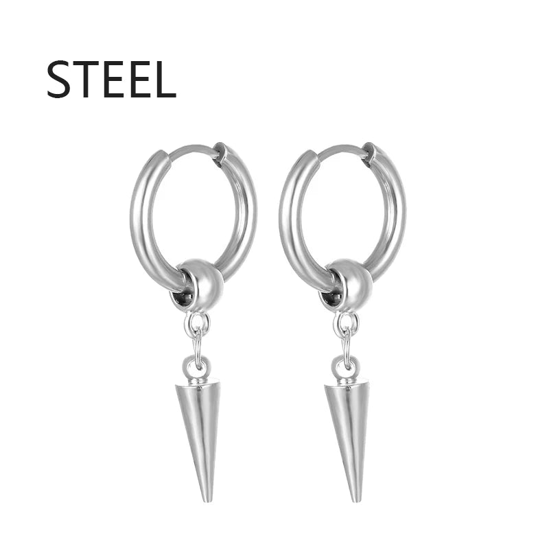 Punk Gothic Stainless Steel Drop Earrings Studs for Women Men Gothic Street Pop Hip Hop Rock Ear Jewelry Gift-Dollar Bargains Online Shopping Australia