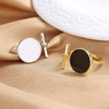 Women's Fashion Geometric Open Rings Accessory Black/White Round Epoxy Glossy Disk Female Trendy Golden Ring Jewelry Best Gifts-Dollar Bargains Online Shopping Australia