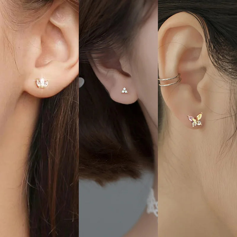 Fashion Gold Color Butterfly Tragus Piercings for The Ear Helix Stud Earrings for Women Tibetan Charm Ear Bone Piercing Jewelry-Dollar Bargains Online Shopping Australia