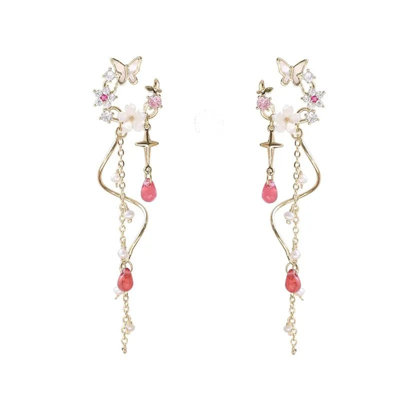 Flower Butterfly Long Tassel Earrings for Women Fashion Personality Cute Summer Daily Accessories Party Jewelry Birthday Gift-Dollar Bargains Online Shopping Australia