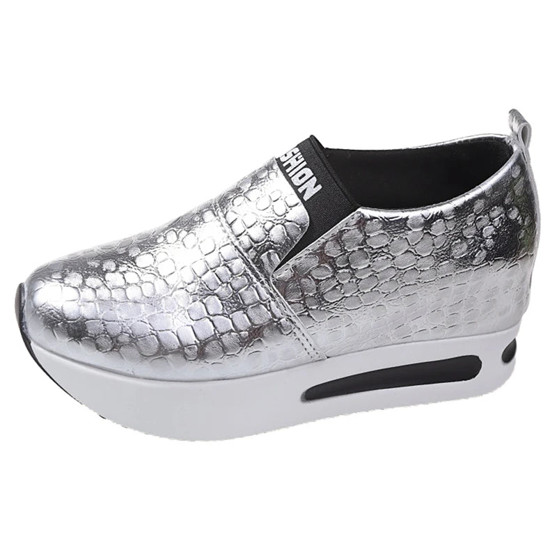 Platform Sneakers Women Casual Non-Slip Thick Sole Sports Shoes Plus Size Slip-On Loafers-Dollar Bargains Online Shopping Australia