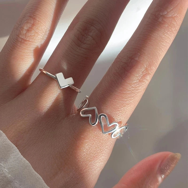 Heart Rings For Women Minimalist Aesthetic Drop Of Oil Open Rings Female Dinner Party Charming Ring Set Jewelry-Dollar Bargains Online Shopping Australia