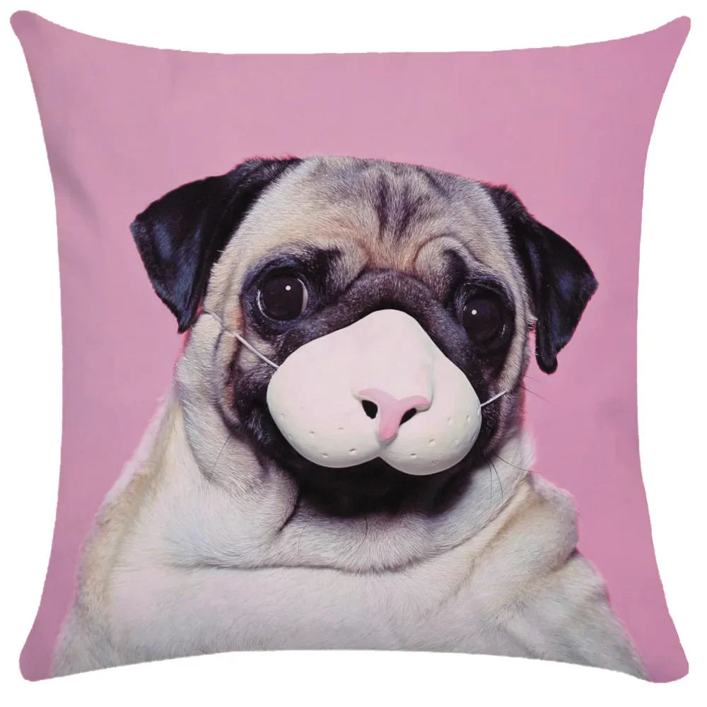 Pug Bulldog Print Cushion Cover Pets Dog Pillowcase For Home Sofa Decoration Polyester Lumbar Pillow Case Gift-Dollar Bargains Online Shopping Australia