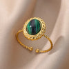 Opal Stone Rings For Women Vintage Wedding Open Adjustable Finger Ring Fashion-Dollar Bargains Online Shopping Australia