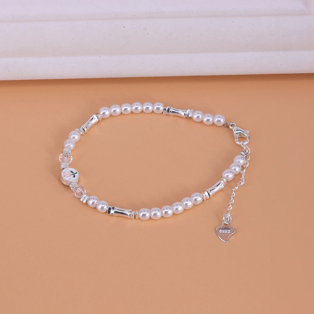 Silver Geometric Bead Pearl Punk Irregular Asymmetric Adjustable Bracelet For Woman Girl Fashion Jewelry-Dollar Bargains Online Shopping Australia