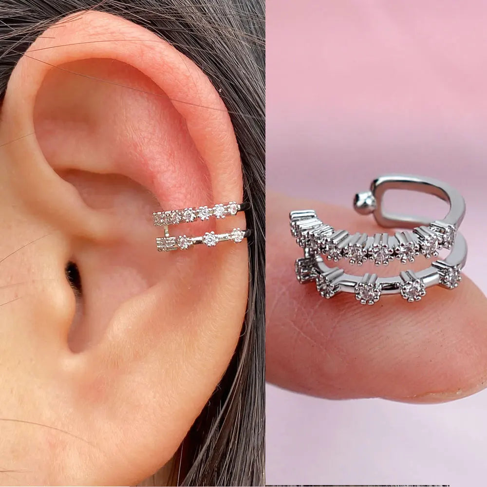 Climber Ear Cuff Ear Clip for Women CZ No Pierced C Shape Geometric-Dollar Bargains Online Shopping Australia