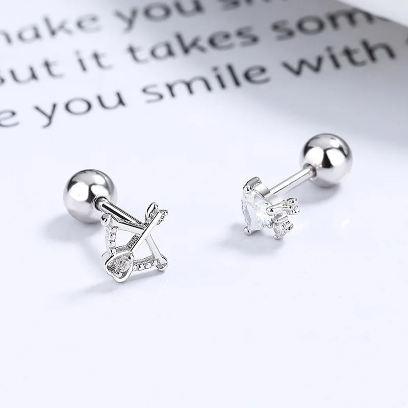 Silver Color Hypoallergenic Zircon Cartilage Studs Earring 925 Silver Needles Earrings for Women Helix Conch Tragus Piercing-Dollar Bargains Online Shopping Australia