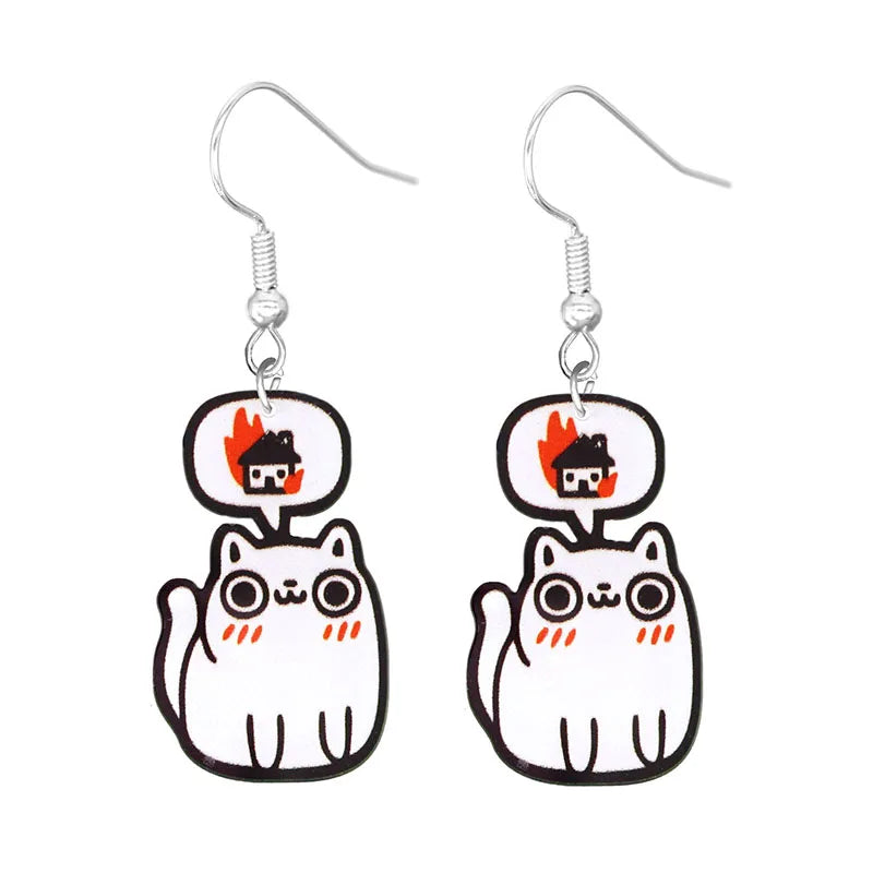 Cute Cat Design Dangle Earrings Acrylic Jewelry Adorable Gift For Women Girls Daily Casual Frog Bee Pig Hamster-Dollar Bargains Online Shopping Australia