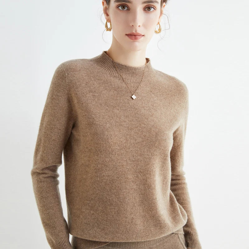 Wool Sweater Women's Loose Half Turtleneck Pullover Spring and Autumn Basic Style Simple Bottoming Top-Dollar Bargains Online Shopping Australia