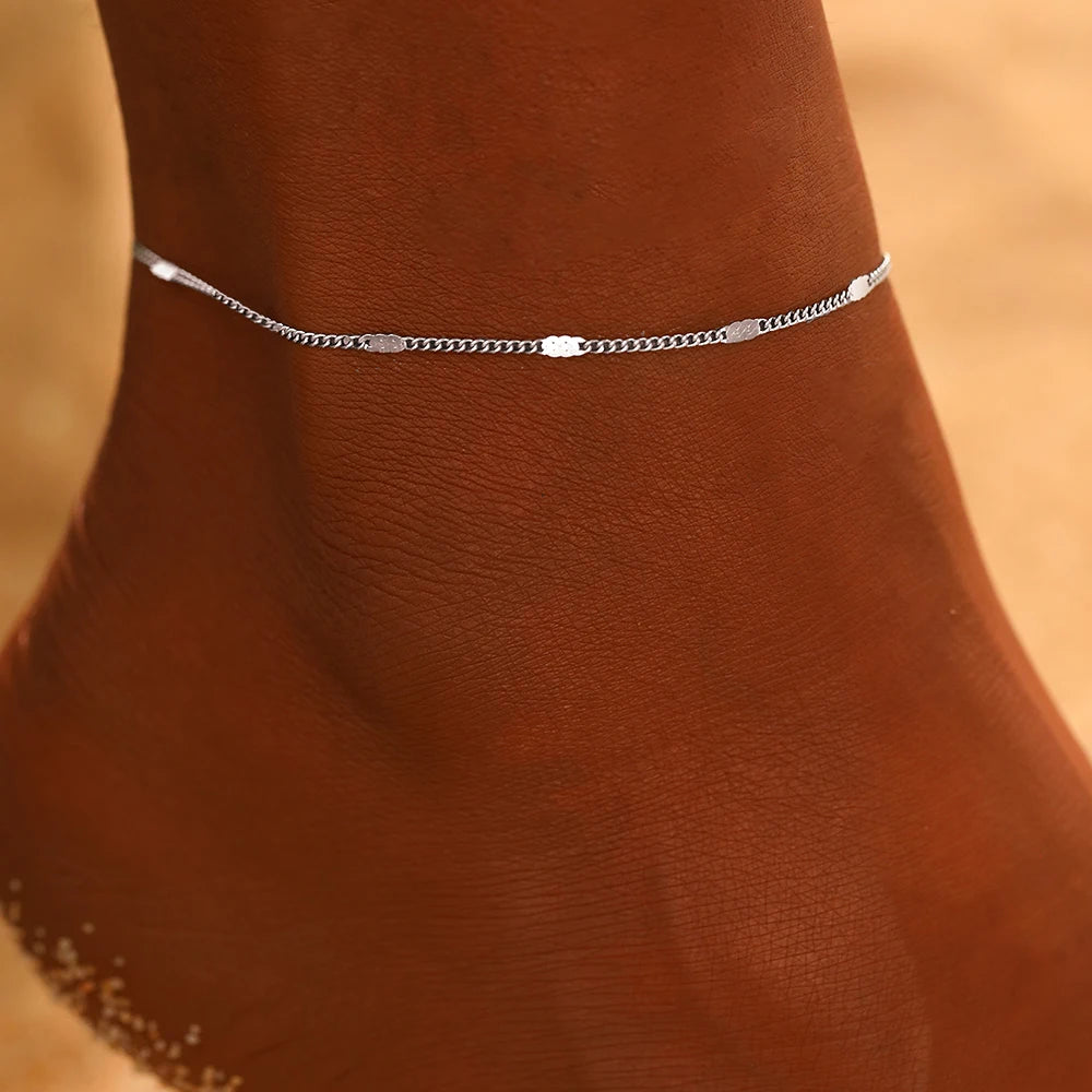 Stainless Steel Anklet Light Luxury Sequin Chain Fine Delicate Anklet For Women Jewelry-Dollar Bargains Online Shopping Australia