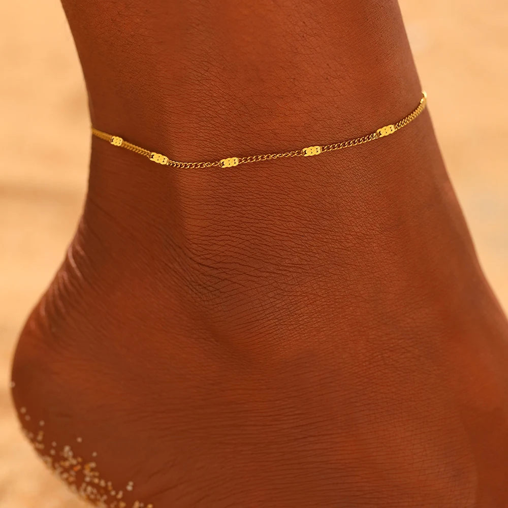 Stainless Steel Anklet Light Luxury Sequin Chain Fine Delicate Anklet For Women Jewelry-Dollar Bargains Online Shopping Australia