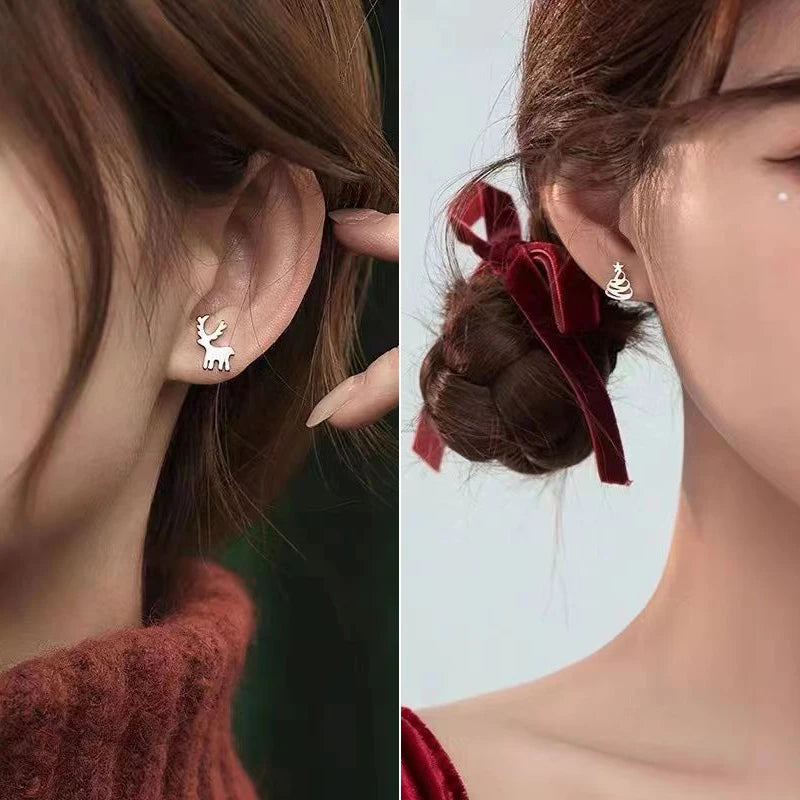 925 Silver Needles Lovely Mini Stud Earrings Women Cute Heart Star Moon Daisy Christmas Xmas Planet Butterfly Ear Studs-Dollar Bargains Online Shopping Australia