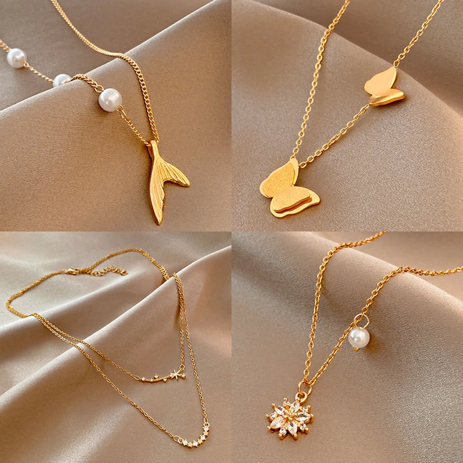 Gold Color Stainless Steel Necklace For Women Jewelry Limited Pearl Beads Heart Pendant Necklace Birthday Gift-Dollar Bargains Online Shopping Australia