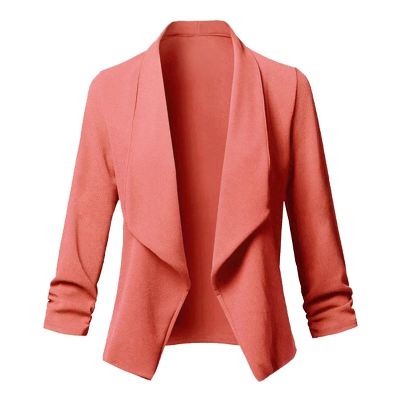 Women Thin Blazers Cardigan Coat Long Sleeve Female Jackets Ruched Asymmetrical Casual Business Suit Outwear-Dollar Bargains Online Shopping Australia