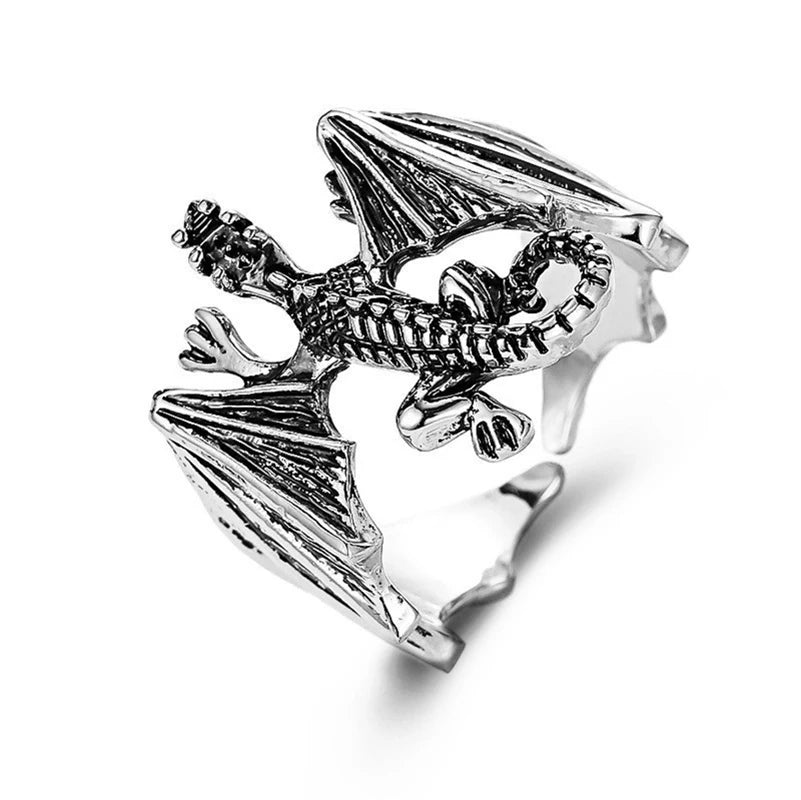 Vintage Dragon Bat Rings for Women Gothic Adjustable Animal Finger Opening Ring Punk Halloween Party Jewelry-Dollar Bargains Online Shopping Australia