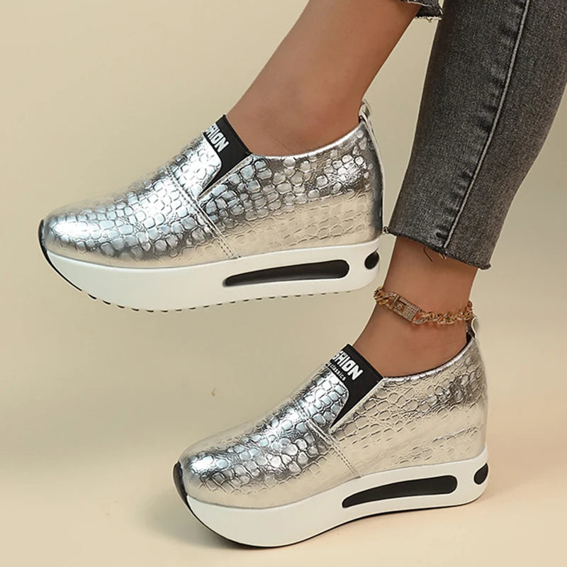 Platform Sneakers Women Casual Non-Slip Thick Sole Sports Shoes Plus Size Slip-On Loafers-Dollar Bargains Online Shopping Australia