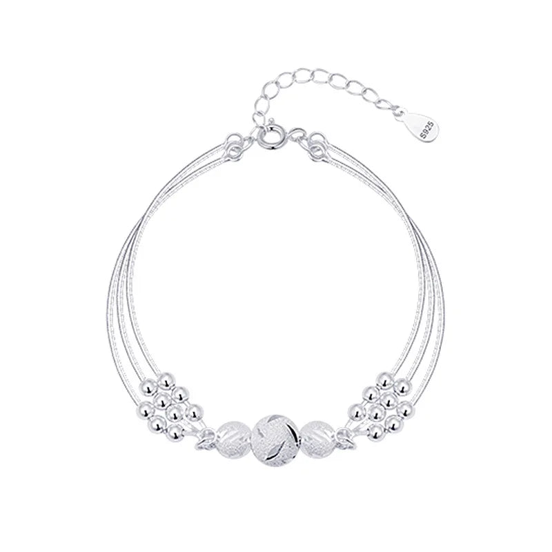 925 Sterling Silver Round Bead Charm Bracelet Bangle Bohemian Fashion Jewelry-Dollar Bargains Online Shopping Australia