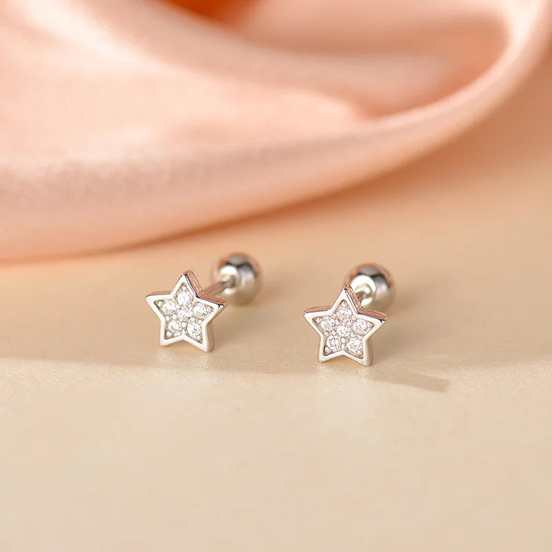 Silver Color Hypoallergenic Zircon Cartilage Studs Earring 925 Silver Needles Earrings for Women Helix Conch Tragus Piercing-Dollar Bargains Online Shopping Australia