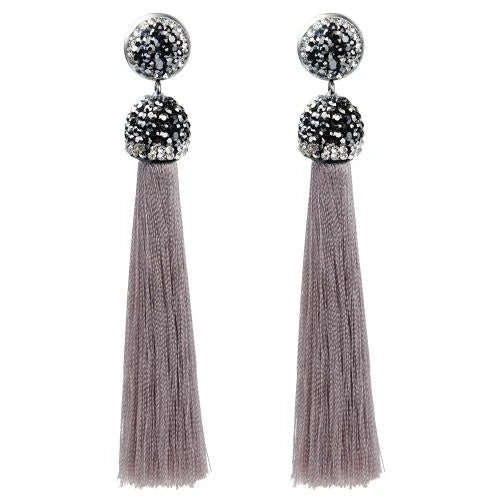 Long Tassel Earrings Handmade Bohemian Unusual Silk Crystal Dangle Drop Hanging Earrings-Dollar Bargains Online Shopping Australia