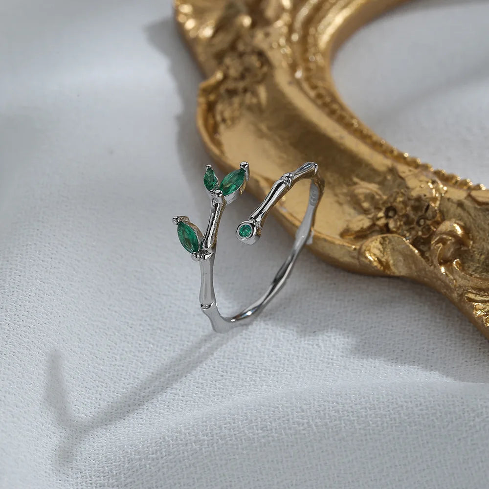 Whale Tale Mermaid Blue Green Leaf Silver Color Finger Rings Stackable Moon Stone Women Jewelry-Dollar Bargains Online Shopping Australia