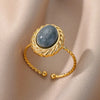 Opal Stone Rings For Women Vintage Wedding Open Adjustable Finger Ring Fashion-Dollar Bargains Online Shopping Australia