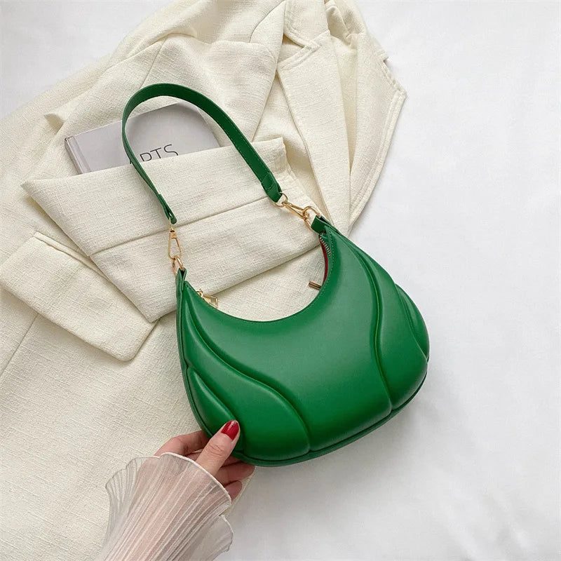 Retro Solid Color Shoulder Bag PU Leather Handbags for Women Simple Ladies Underarm Bag Designer Hobos Saddle Crescent Chic Bag-Dollar Bargains Online Shopping Australia