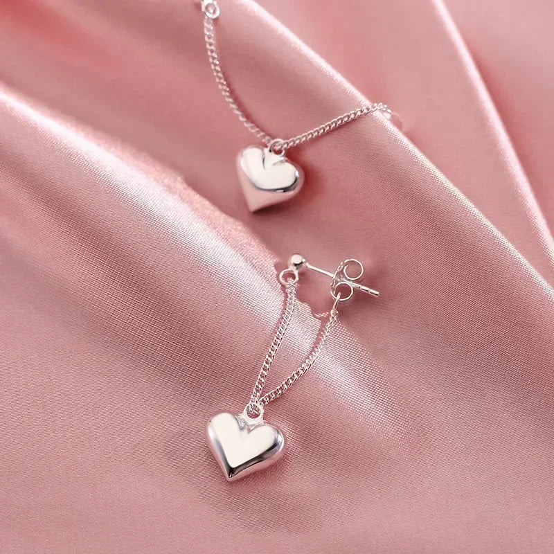 Silver Earrings for Women Heart Chain Earring Jewelry Prevent Allergy Party Accessories Gift Earrings for Women-Dollar Bargains Online Shopping Australia