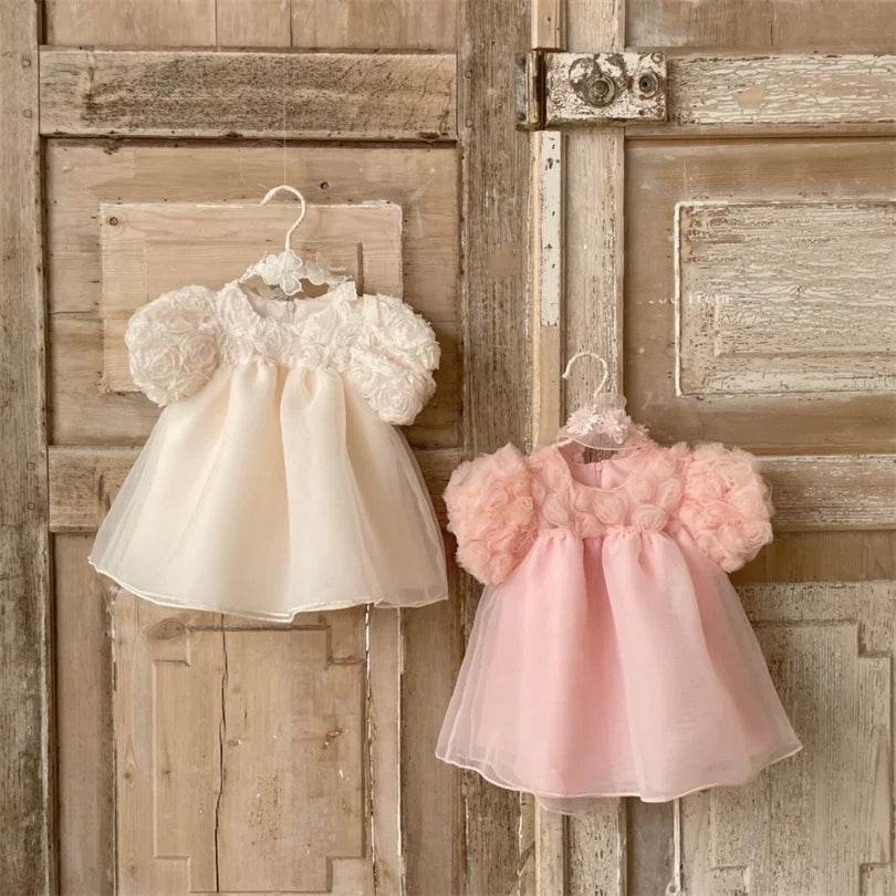 1st Birthday Party Baby Dress Summer Princess One Year Baby Girls Dress Clothes Flower Puff Sleeve Toddler Dresses For Girl-Dollar Bargains Online Shopping Australia