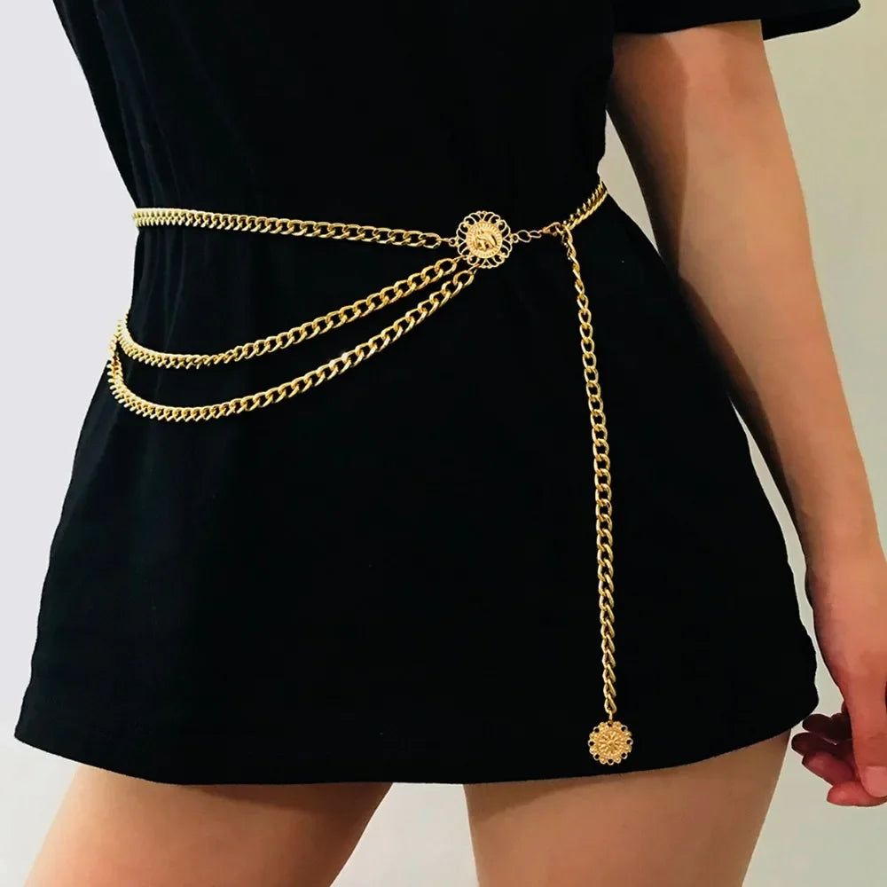 Boho Sexy Women Fashion Belt Hip High Waist Gold Silver Color Narrow Metal Body Chain Chunky Fringes New-Dollar Bargains Online Shopping Australia